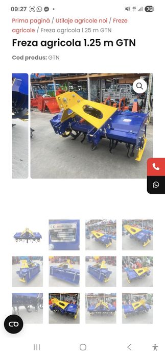 Freza agricola de 125 cm