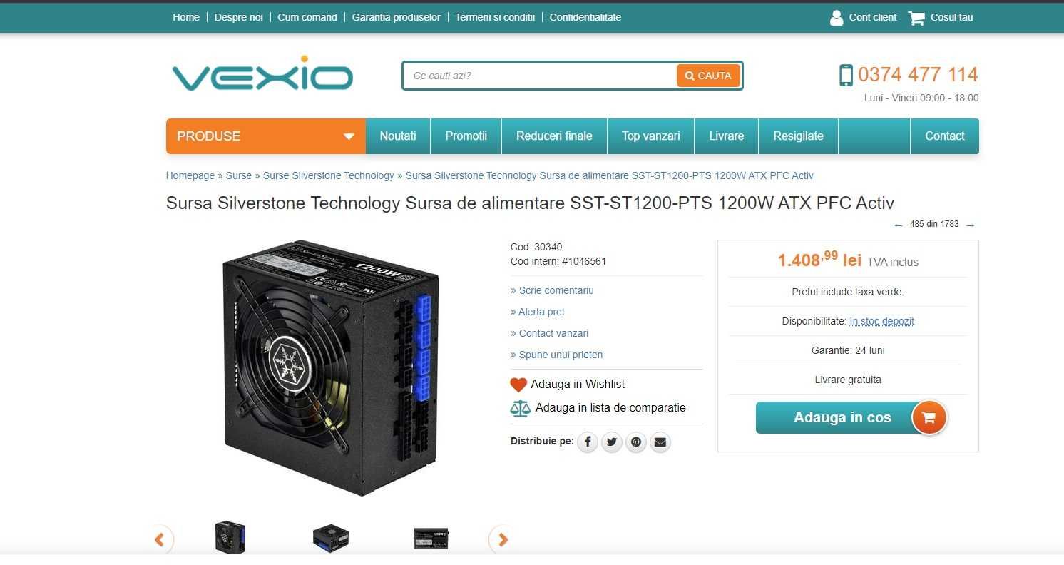 Sursa Silverstone 1200w platforma seasonic peste corsair , noua