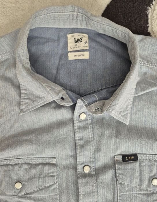 Camasa de blugi, bărbaţi, Lee, Slim Western Albastru, M / L