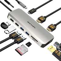 USB C докинг станция за три монитора 2 HDMI+DisplayPort, WAVLINK 100 W