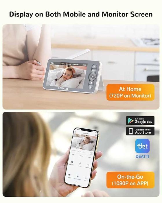 Бебефон DEATTI 200 метра обхват, 5-инчов дисплей, APP приложение ...