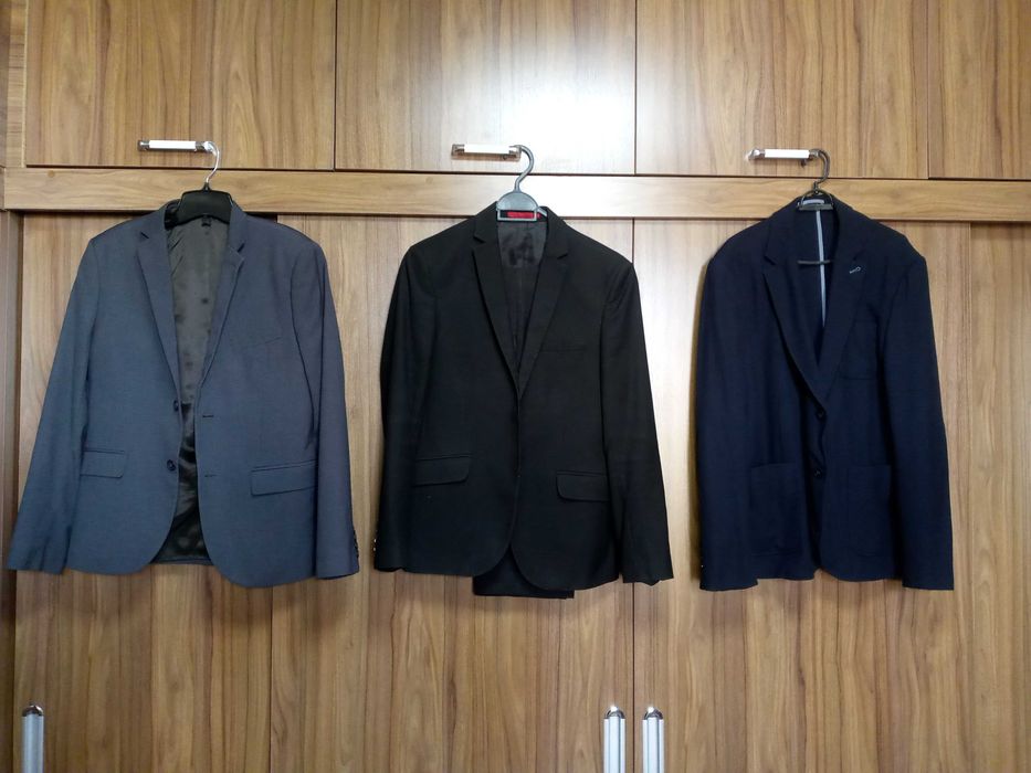Пиджаки серый H&M, синий, черный размер 48, брюки Tom Tailor