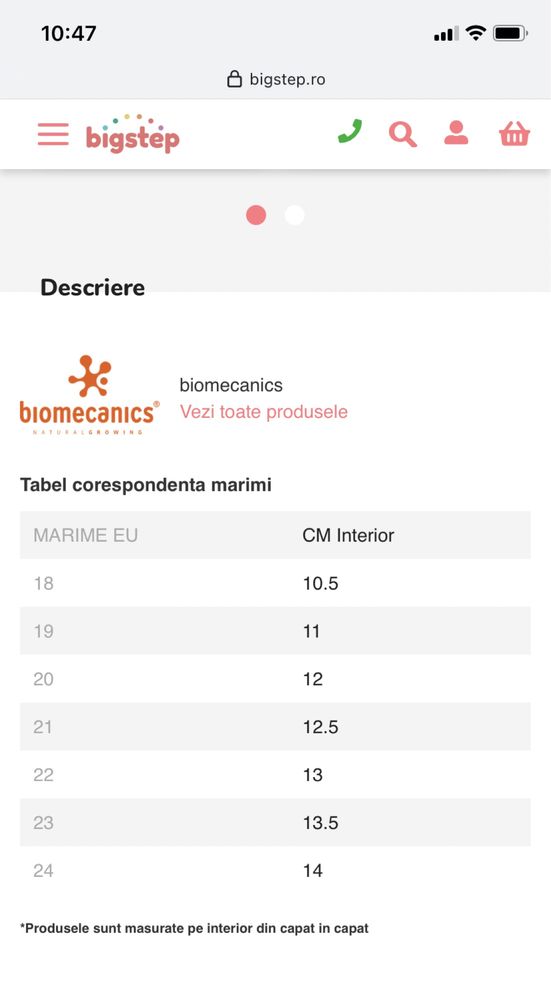 Pantofi biomechanics marimea 23 ca noi