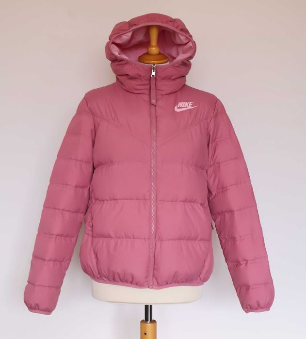 Nike пухено дамско двулицево розово яке с качулка Размер М