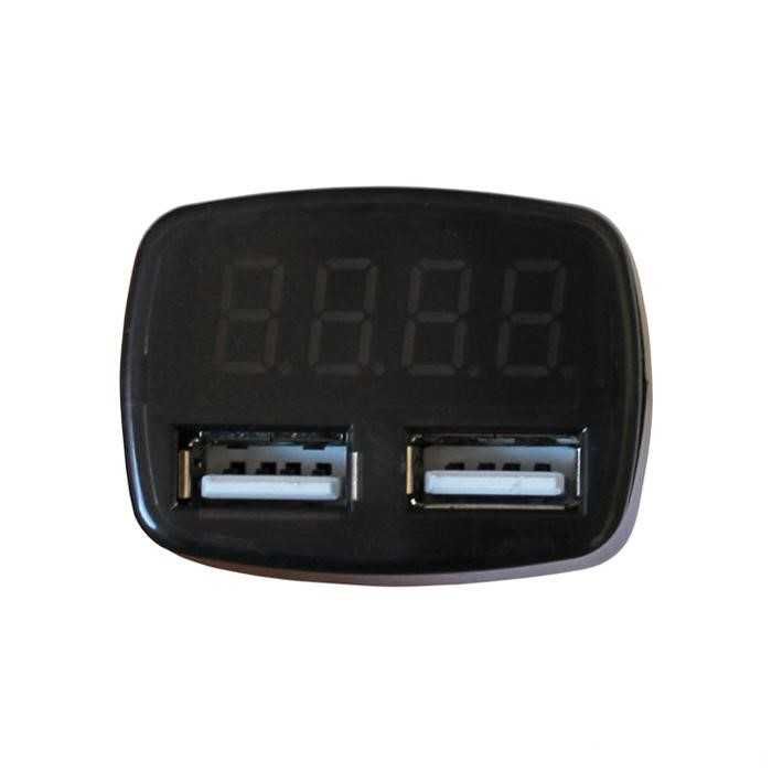 Дигитален волтметър Automat, Електрически, 12-24V, 2 USB, Черен