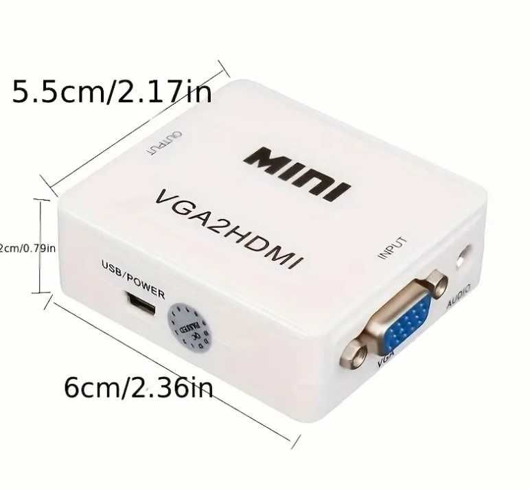 Adaptor de la VGA la HDMI, intr audio Jack 3.5mm, compatibil FULL HD