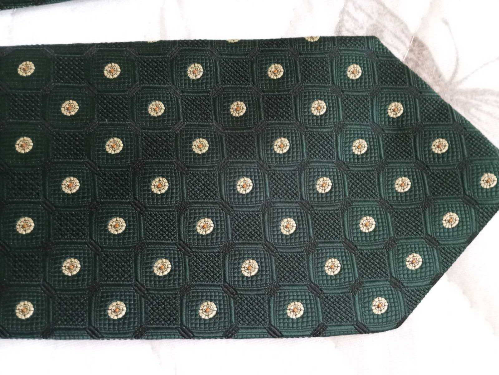 Cravata verde inchis cu model, D`Elite, NOUA, 100% poliester