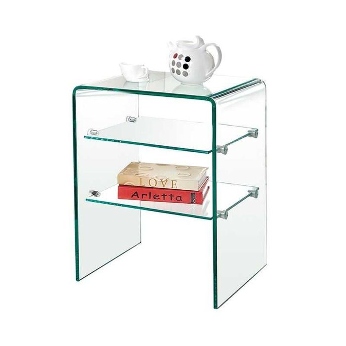 Нощно шкафче, Clear Bedside, Прозрачен, Стъкло, 50х40х58см.