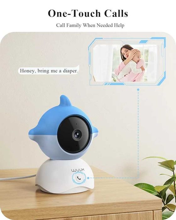 Чисто нов бебефон WUUK, 5.5'' с 360° PTZ цветен дисплей 2К резолюция..