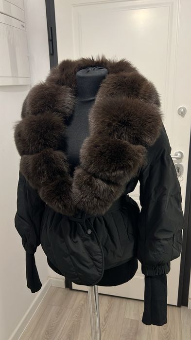 Geaca blana naturala maro model nou