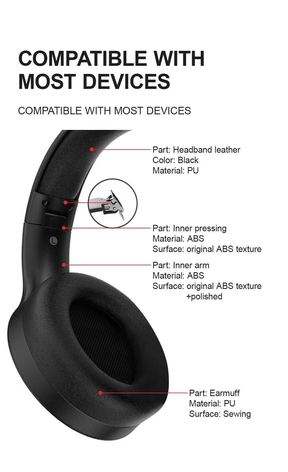 Безжични ( Bluetooth ) сгъваеми стерео слушалки.