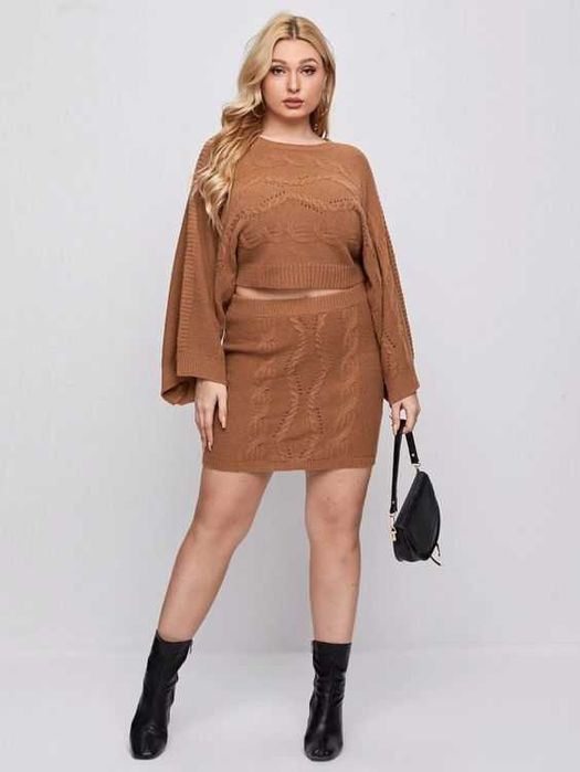 Елегантен Костюм, Син комплект. Комплект с пола, Есенен комплект