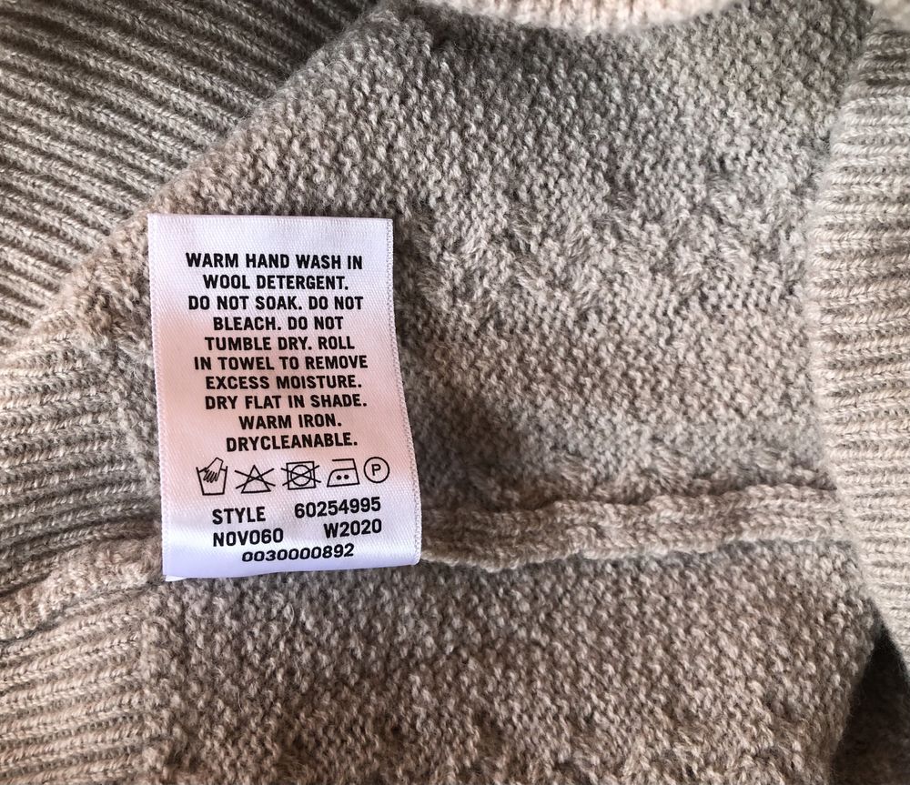 100% вълна Trenery Crew Neck Stitch Knit мъжки пуловер - L-M