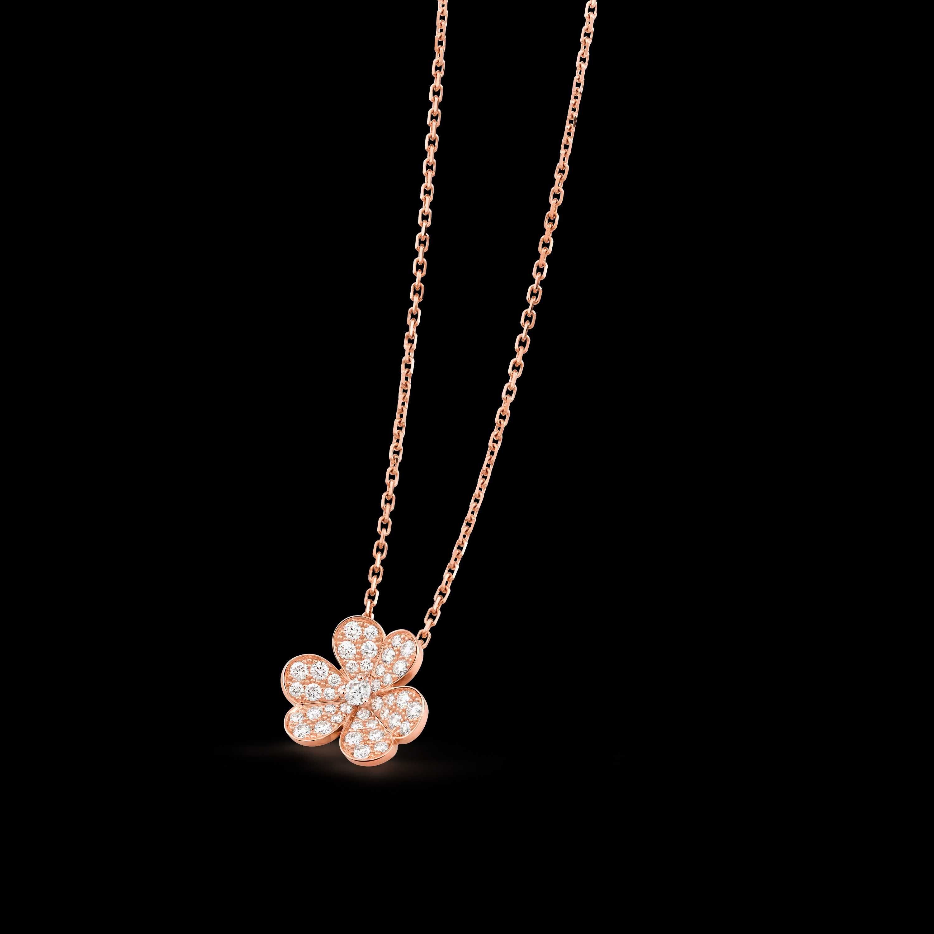Van Cleef & Arpels VCA Rose Frivole Small Diamond Clover Дамско Колие