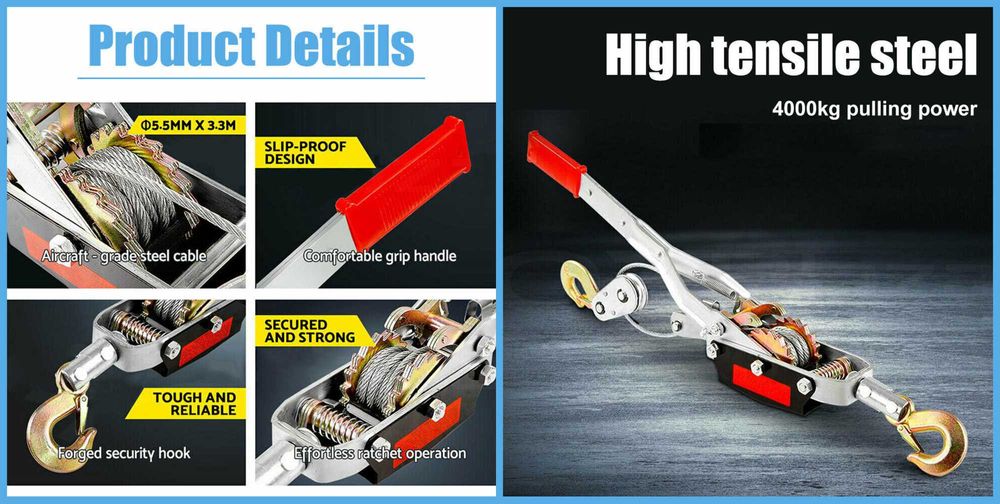 Troliu manual 2 tone/ 2 carlige. sacrificare animale tras masini, Nou!