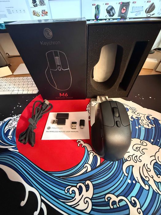 Mouse wireless ergonomic Keychron M6, 2.4GHz/Bluetooth, 26K DPI