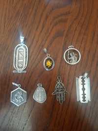 Pandantiv argint egiptean,lama,rac,păstor,fatima,camee