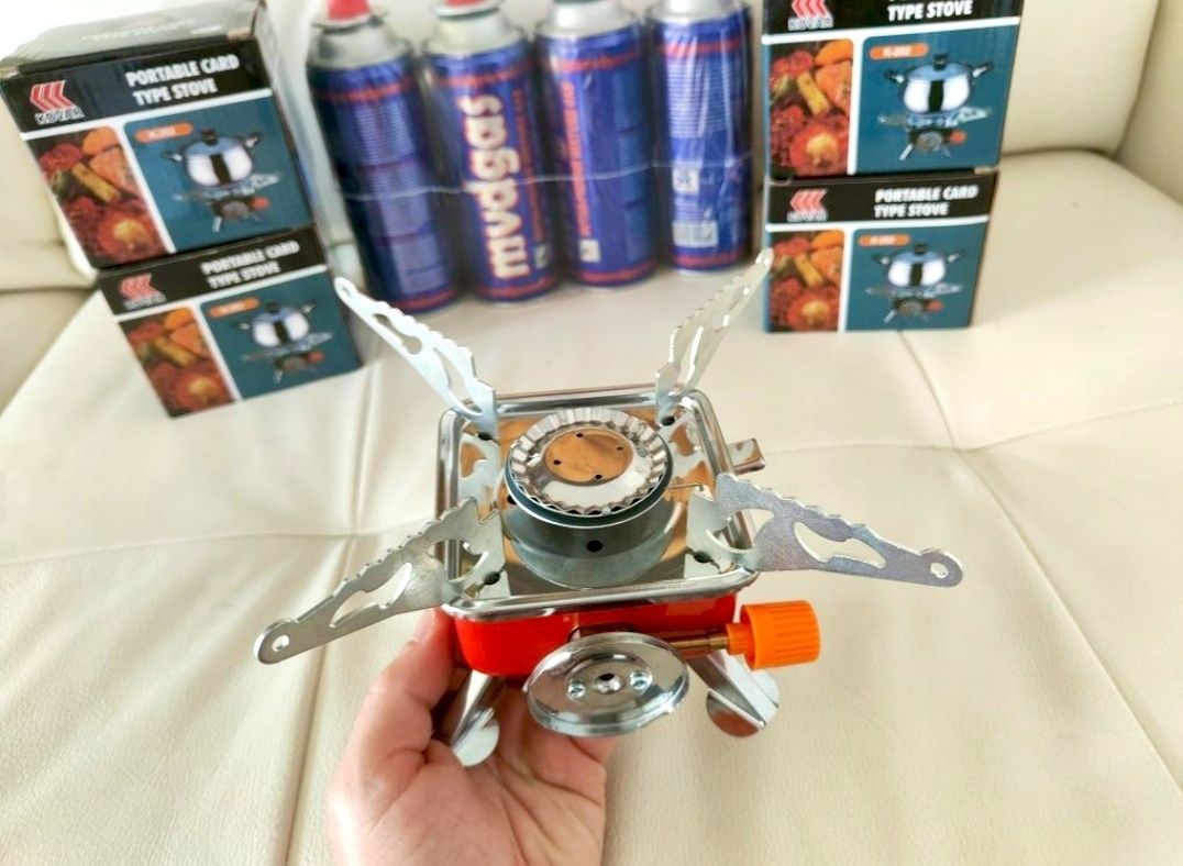 Arzător camping Mini aragaz camping, aprindere electrică + Gaz 400ml