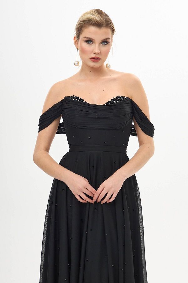 Rochie organza midi neagra 42-44 NOUA