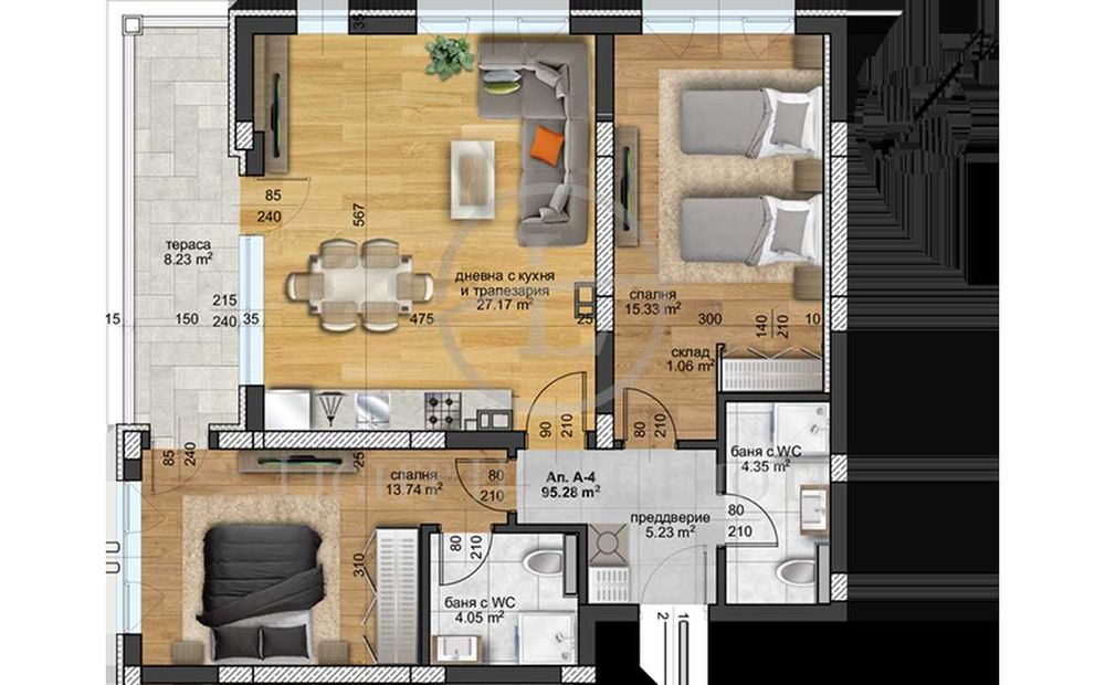 Продава се Тристаен апартамент в Пловдив, Христо Смирненски - 95 кв.м за 1555 €/кв.м - Снимка #2