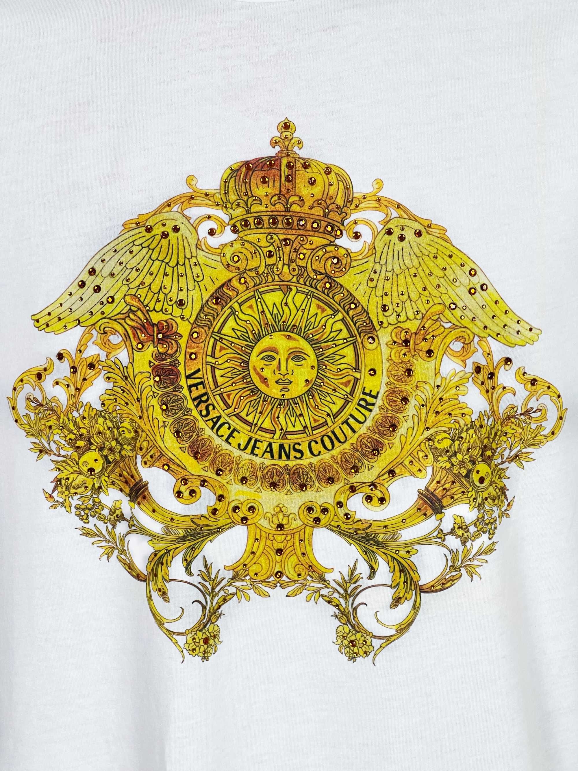 Оригинални Versace Jeans Couture бяла тениска Златна щампа S-XXXL