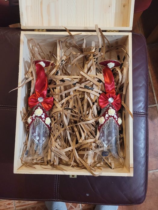 Set pahare șampanie hand-made, Cristal Bohemia