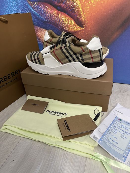 Adidasi Burberry piele naturala Full Box colectie noua