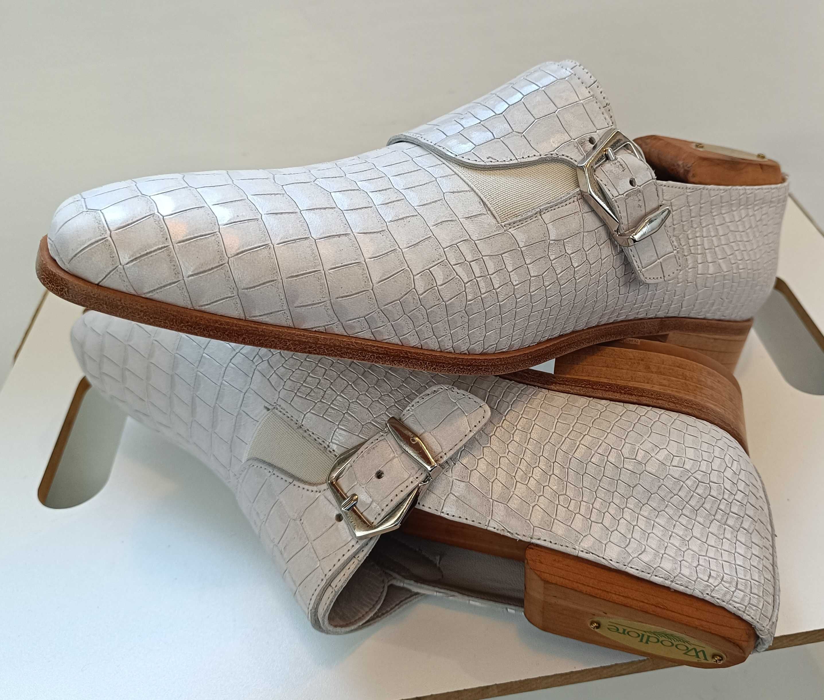 Pantofi monk 39.5 40 de lux realizati manual PERINI Ascot NOI aligator