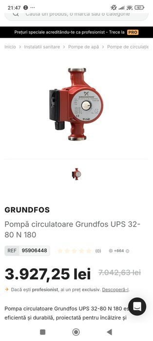 Pompa recirculare Grundfos UPS 32-80 N 180