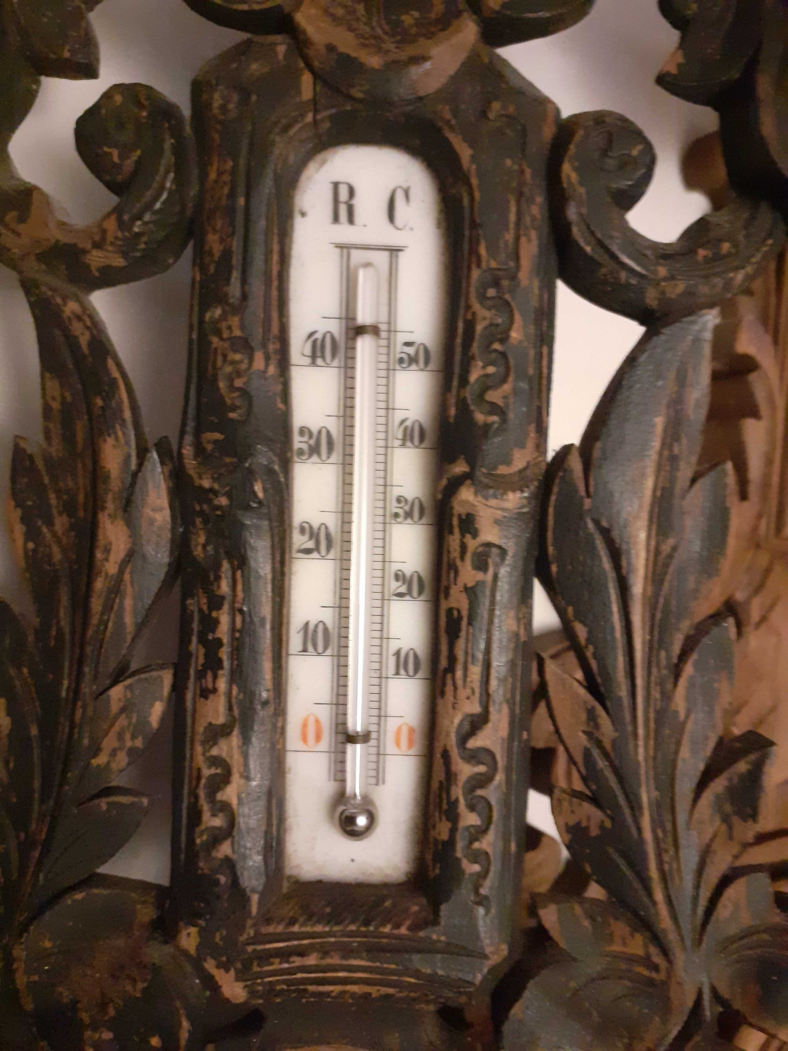 barometru termometru vechi inaltime 47 - 73 cm