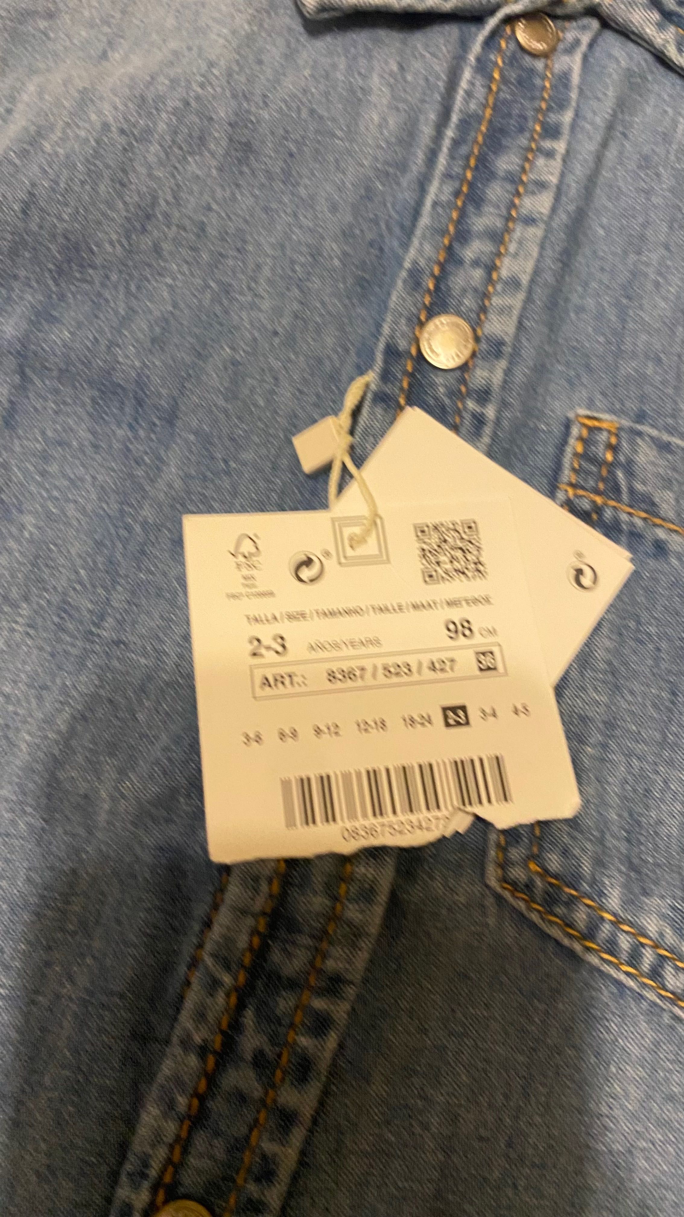 Cămașă denim nouă Zara 2-3 ani