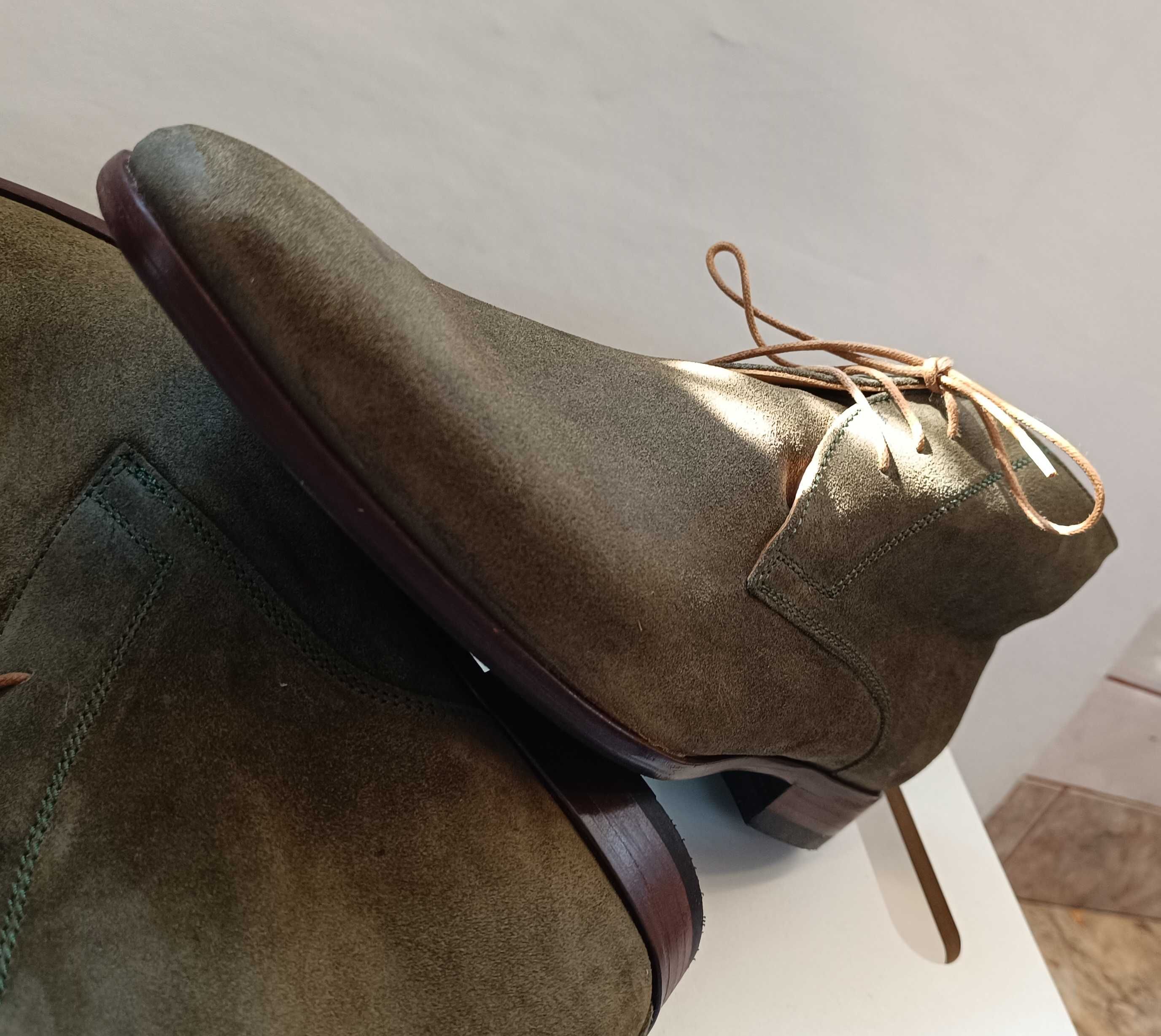 Ghete chukka 42 42.5 43 de lux GREVE NOI lucrate manual piele naturala