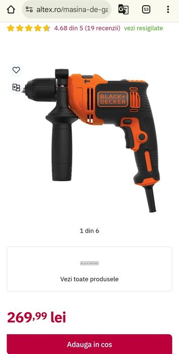 Bormasina masina de gaurit/insurubat, cu percutie,Black+Decker BEH710K