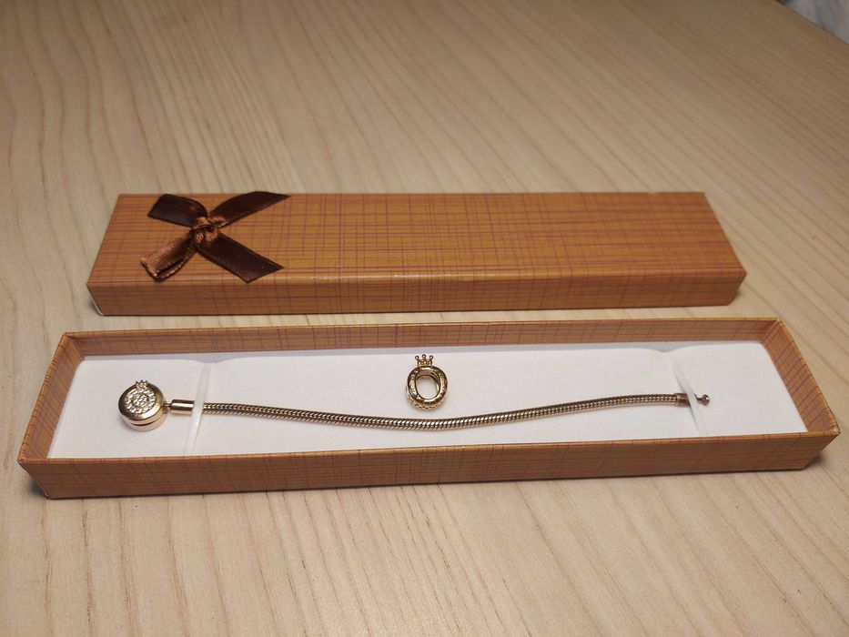 Гривна PANDORA златно покритие Талисман gold Висулка позлатена Пандора