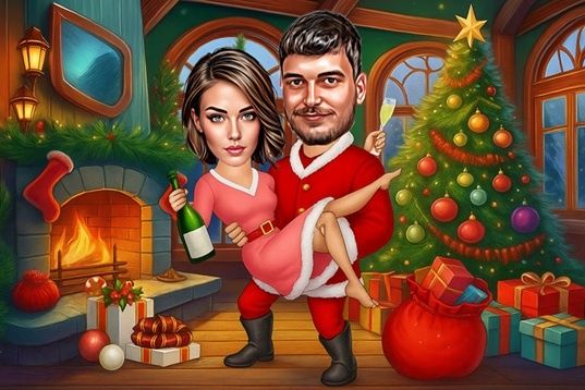 Карикатура по снимка за Коледа! Уникален подарък за любим човек!