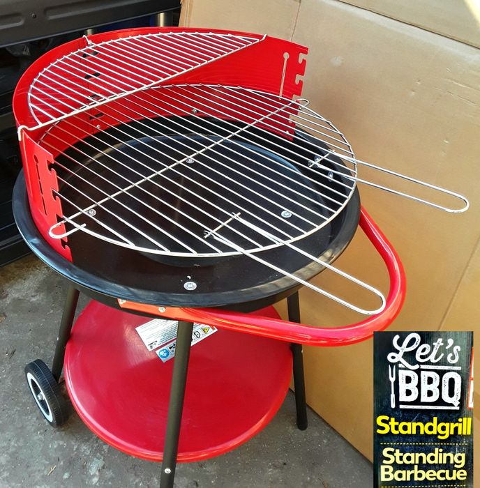 GRĂTAR rotund⊙ 83 Cm din tabla emailată cu roți NOU + Perie - 130 Lei