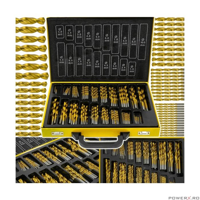 Trusa Set 170 Burghie din Titan pemtru Lemn Metal Notig