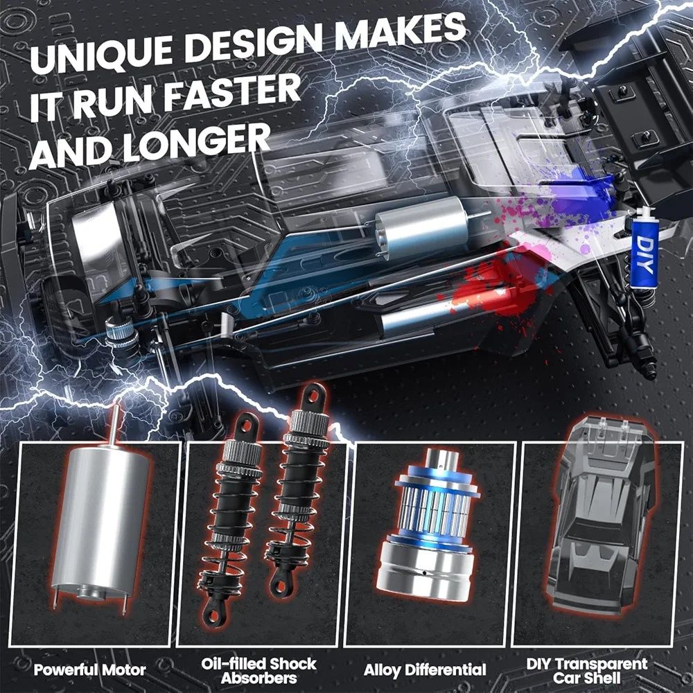 DEERC 9206E Extra Shell Голяма RC количка мащаб 1:10, 55 km/h 2 батери