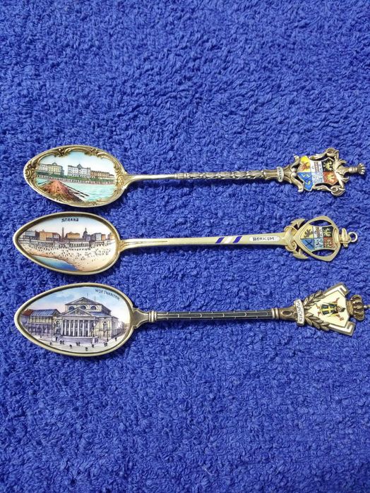 Lingurite argint masiv cu email germania raritate
