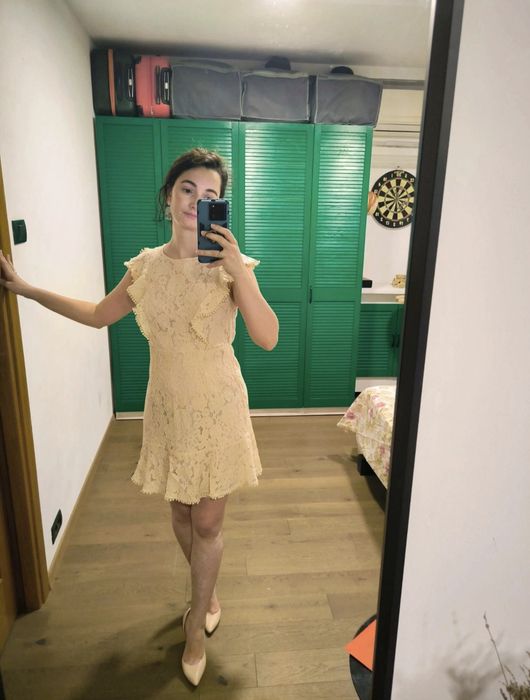 Rochie midi, dantelă, eveniment, botez, cununie