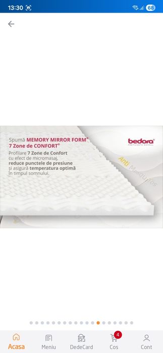 Saltea pat Bedora Fitt Musetel Memory Cocos, ortopedica, 160 x 200 cm