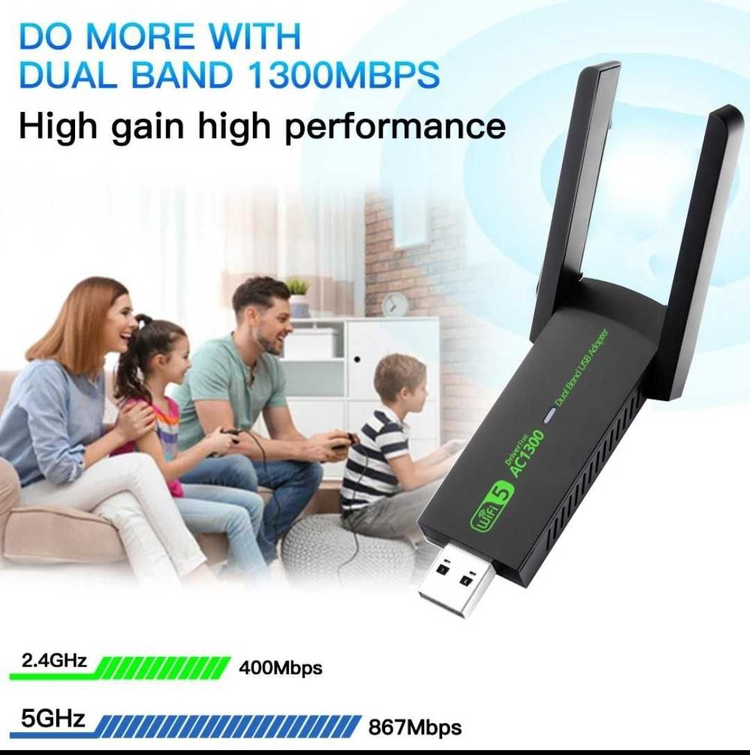 Adaptor WiFi USB 3.0 de 1300 Mbps Bandă duală 2,4Ghz si 5Ghz