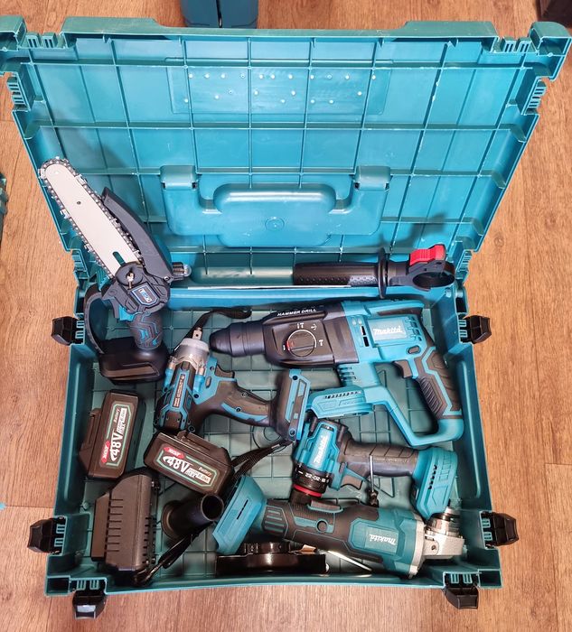 Набор 5в1 Макита шуруповёрт , болгарка, перфоратор, гайковерт, пила