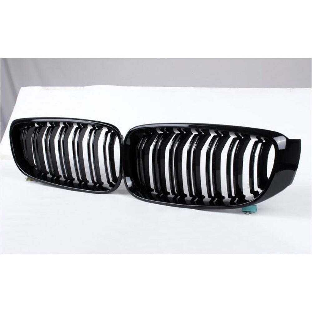 Set Grile Duble Nari Radiator Negru Lucios Bmw Seria 3 F30 F31 F35