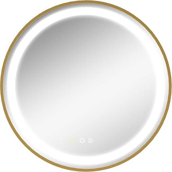 Кръгло LED огледало за баня Kleankin, димируемо осветено