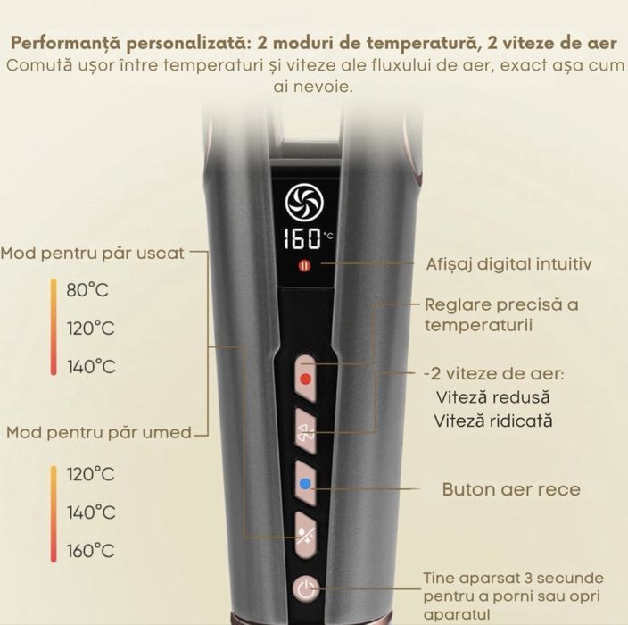 Uscator de par / Placa cu aer cald si rece 2 in 1