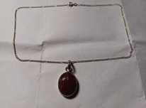 Lant vintage argint cu pandativ radacina de rubin 2