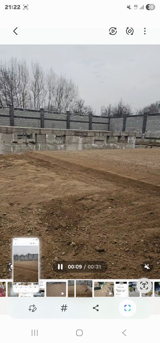 Участок с фундаментом забора