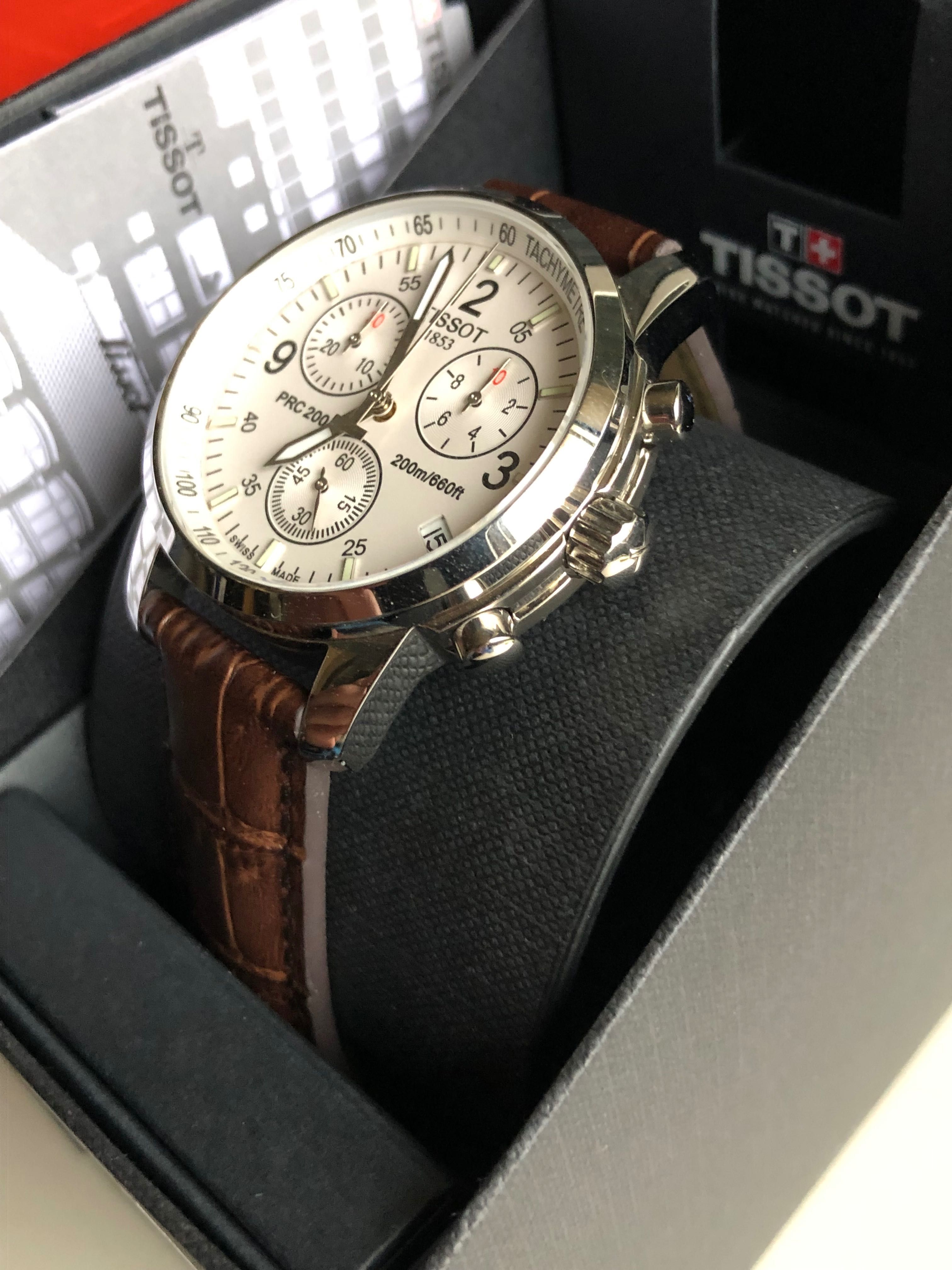 Ceas Tissot Prc 200 Chronograph, Curea Piele Maro, Tissot PRC200