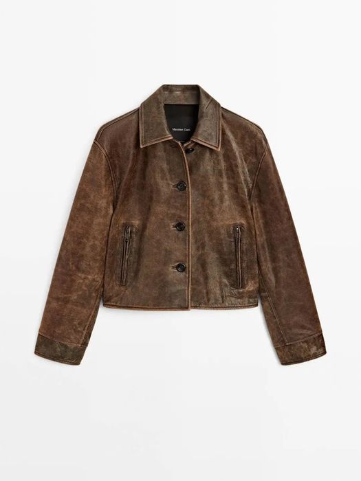 Geacă Massimo Dutti Piele Naturală mărimea S și M colecție nouă noi .